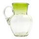Antique 1850's Czech Green Crystal Bicolor Mouth Blown Glass Water Pitcher Jug