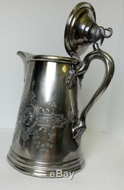 Antique 1858 Meriden Lyman's Rogers Smith silver plate Swan water pitcher Db. Wal