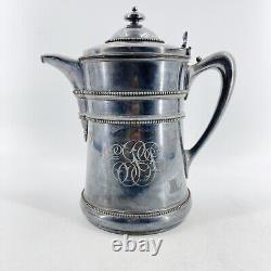 Antique 1868 Meriden B. Company Silver-Plated Enamel Lined Water Pitcher Jug