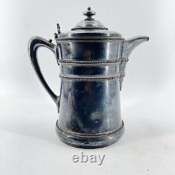Antique 1868 Meriden B. Company Silver-Plated Enamel Lined Water Pitcher Jug