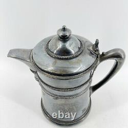 Antique 1868 Meriden B. Company Silver-Plated Enamel Lined Water Pitcher Jug