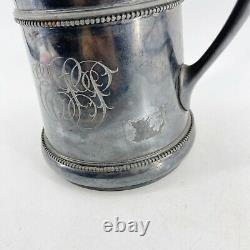 Antique 1868 Meriden B. Company Silver-Plated Enamel Lined Water Pitcher Jug