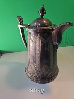 Antique 1868 Meriden B. Company Silver-Plated Enamel Lined Water Pitcher Jug #38