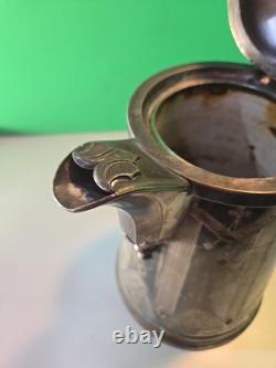 Antique 1868 Meriden B. Company Silver-Plated Enamel Lined Water Pitcher Jug #38