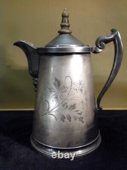 Antique 1868 US Silver-Plated Lined Ice/Water Pitcher Jug By Meriden B. Company