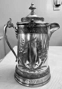 Antique 1879 Reed & Barton Ice Water Pitcher Aesthetic Victorian Silverplate