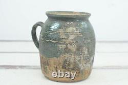 Antique 18th Century Terra Cotta French European Jug Pitcher Water Green Glaze