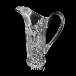 Antique ABP American Brilliant Period Cut Glass Hobstar Fan Water Pitcher Jug