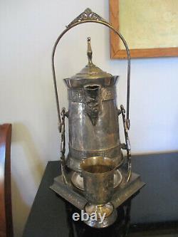 Antique Aesthetic Movement Silver Plate Tilting Water Pitcher Goblet Cooler Jug