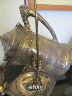 Antique Aesthetic Movement Silver Plate Tilting Water Pitcher Goblet Cooler Jug