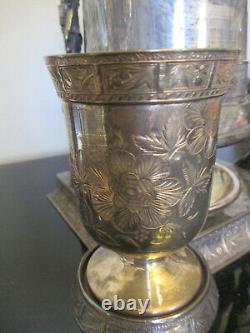 Antique Aesthetic Movement Silver Plate Tilting Water Pitcher Goblet Cooler Jug