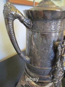 Antique Aesthetic Movement Silver Plate Tilting Water Pitcher Goblet Cooler Jug