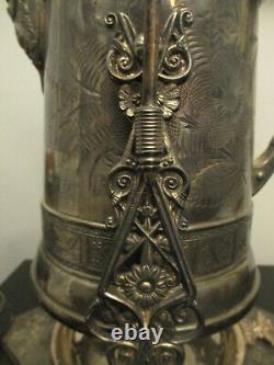 Antique Aesthetic Movement Silver Plate Tilting Water Pitcher Goblet Cooler Jug