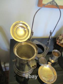 Antique Aesthetic Movement Silver Plate Tilting Water Pitcher Goblet Cooler Jug