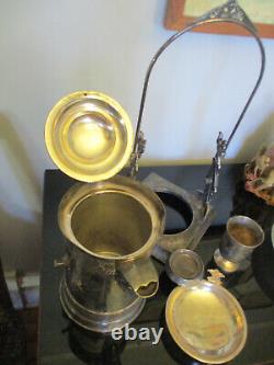 Antique Aesthetic Movement Silver Plate Tilting Water Pitcher Goblet Cooler Jug