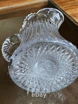 Antique American Brilliant Period Crystal Water Pitcher Jug Vase