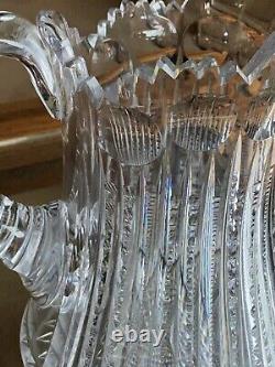 Antique American Brilliant Period Crystal Water Pitcher Jug Vase