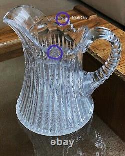 Antique American Brilliant Period Crystal Water Pitcher Jug Vase