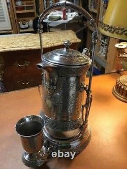 Antique American Silverplate Tilting Water, Or Lemonade, Stand, Goblet, Saucer