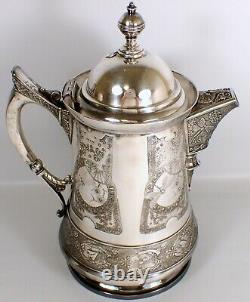 Antique Art Nouveau Insect Derby Silver Co. Quadruple Plated Ice Water Pitcher