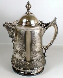 Antique Art Nouveau Insect Derby Silver Co. Quadruple Plated Ice Water Pitcher