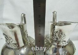 Antique Art Nouveau Wmf Silverplate Pair Water Wine Pitchers Jugs 8.50