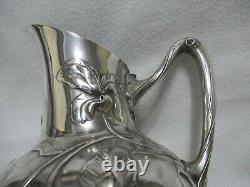 Antique Art Nouveau Wmf Silverplate Pair Water Wine Pitchers Jugs 8.50