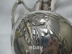 Antique Art Nouveau Wmf Silverplate Pair Water Wine Pitchers Jugs 8.50