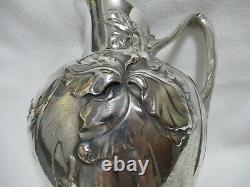 Antique Art Nouveau Wmf Silverplate Pair Water Wine Pitchers Jugs 8.50