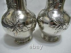 Antique Art Nouveau Wmf Silverplate Pair Water Wine Pitchers Jugs 8.50