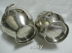 Antique Art Nouveau Wmf Silverplate Pair Water Wine Pitchers Jugs 8.50