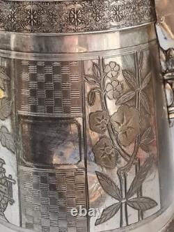 Antique Astetic Movement Simpson Hall Miller quadruple silver plated water jug