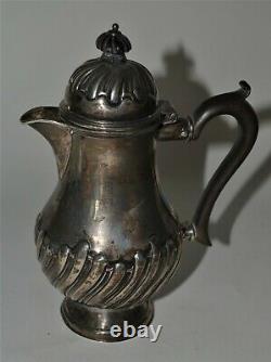 Antique Birmingham England silver milk pitcher hot water jug pot baluster form