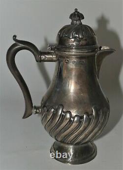 Antique Birmingham England silver milk pitcher hot water jug pot baluster form