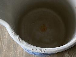 Antique Burley Winter Saltglaze Stoneware Water Pitcher Jug Swans Blue Grey 1900