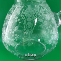 Antique Cambridge Clear Glass Rose Point Doulton Ball Water Jug 9 Pitcher