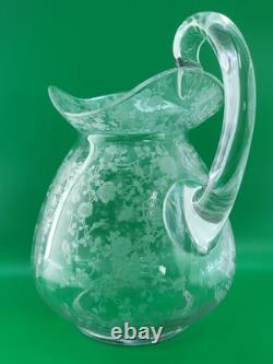 Antique Cambridge Clear Glass Rose Point Doulton Ball Water Jug 9 Pitcher
