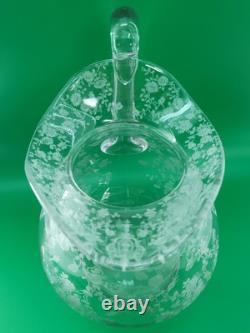 Antique Cambridge Clear Glass Rose Point Doulton Ball Water Jug 9 Pitcher