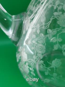 Antique Cambridge Clear Glass Rose Point Doulton Ball Water Jug 9 Pitcher