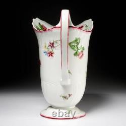 Antique Cauldon England Large Porcelain Floral Jug Water Pitcher Signed 12.5H