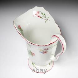 Antique Cauldon England Large Porcelain Floral Jug Water Pitcher Signed 12.5H