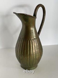 Antique Chinese Hammered Embossed Copper Water Pitcher Ewer Jug 10.5 Not Mint