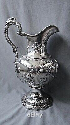 Antique Coin Silver Water Pitcher C1858 Jackson & Many New York 27 Oz 13 1/4