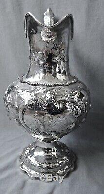 Antique Coin Silver Water Pitcher C1858 Jackson & Many New York 27 Oz 13 1/4