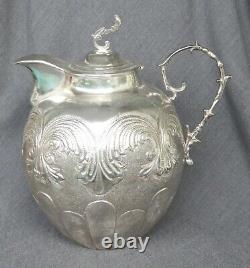 Antique Colombian Bogota Large 3.2l Solid 900 Coin Silver Water Jug Pitcher 18oz