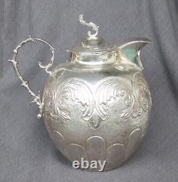 Antique Colombian Bogota Large 3.2l Solid 900 Coin Silver Water Jug Pitcher 18oz