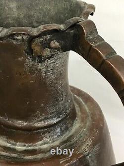 Antique Copper Hand Hammered Jug Water Pitcher Great Patina Primitive