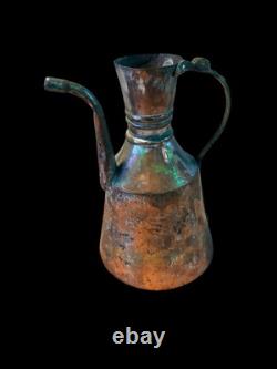Antique Copper Handmade Water Jug Pitcher Primitive 9 Inches Hand Forged