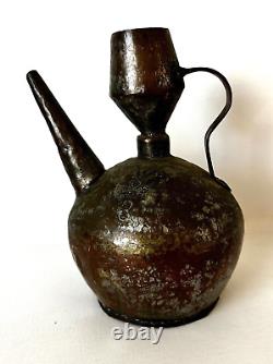 Antique Copper Islamic Ewer Hand Hammered Middle East Water Jug Pitcher Large