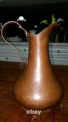 Antique Copper Jug pitcher Dovetailed Seam Circa 1850 european wine water patina